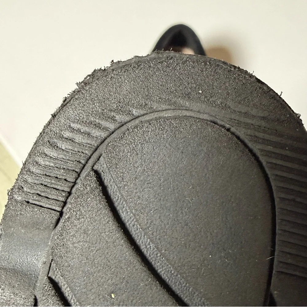 Clarks Collection Black‎ Suede Platform Loafers Bow Detail 7M